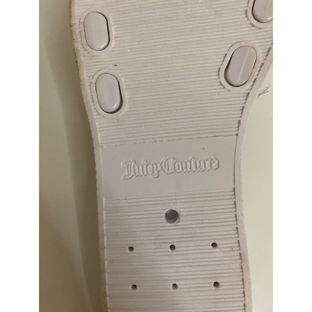 Juicy Couture Crystal Slip-On Slides Women Size 7 Clear Rainbow Sandal Flats Y2K